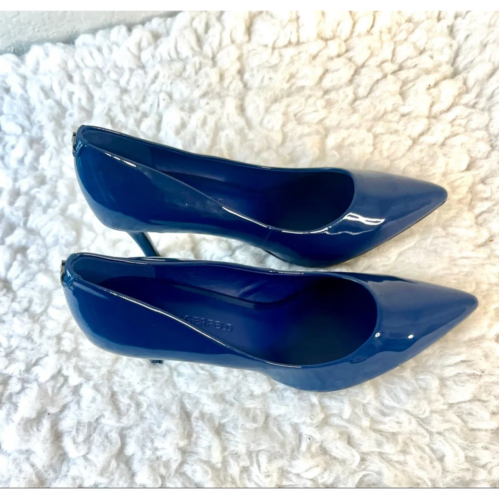 Karl Lagerfeld Paris Royale Anthracite Faux Patent Leather Heels Women size 8M
